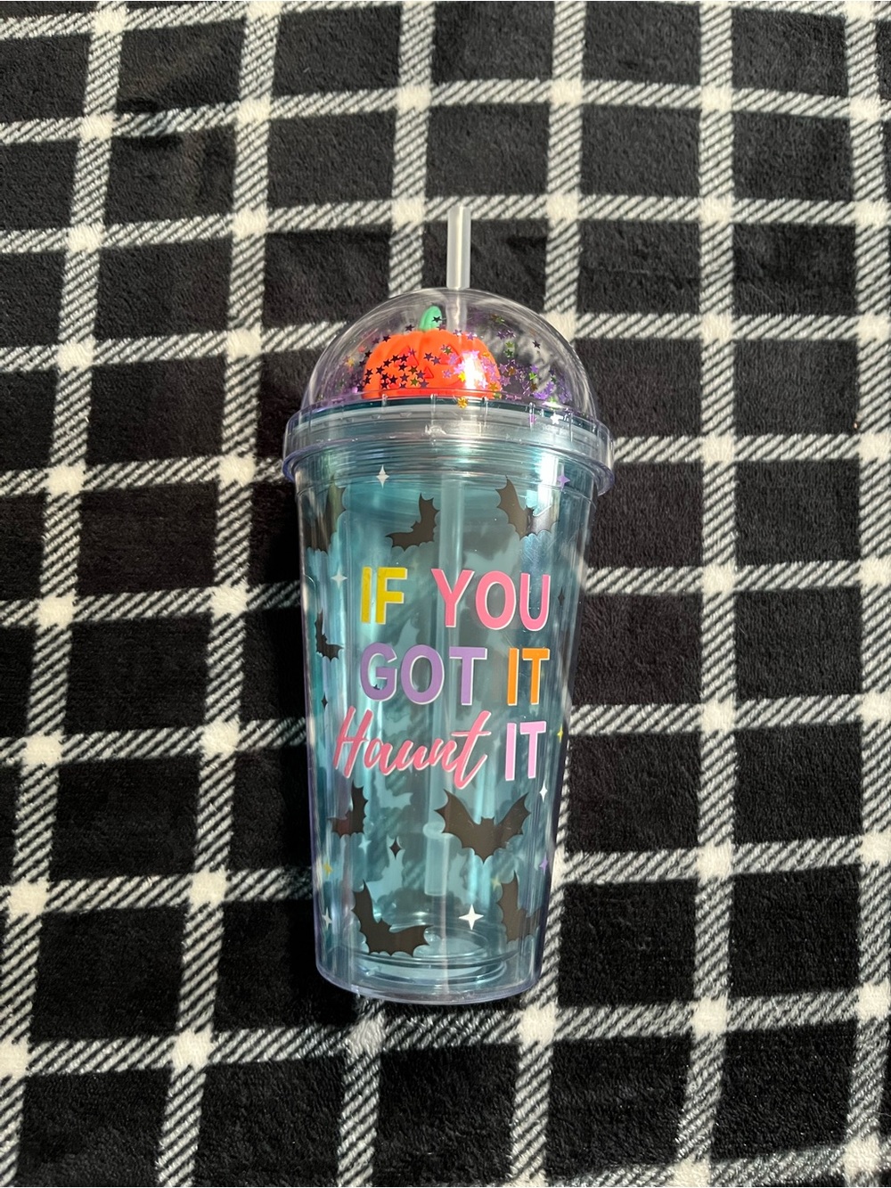 NWT If You Got It Haunt It Blue Halloween Party Tumbler